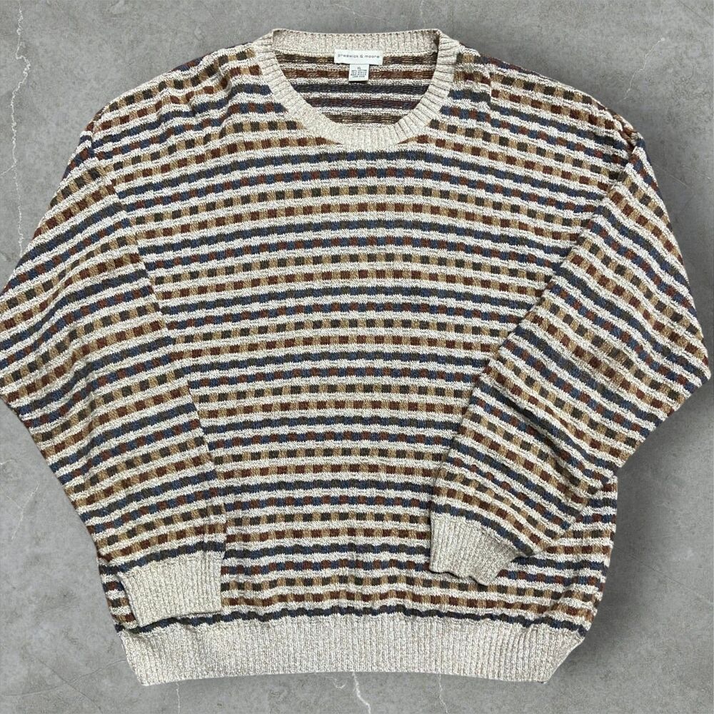 Preswick & Moore Vintage Crewneck Tan Multicolored Sweater Men's Size XL